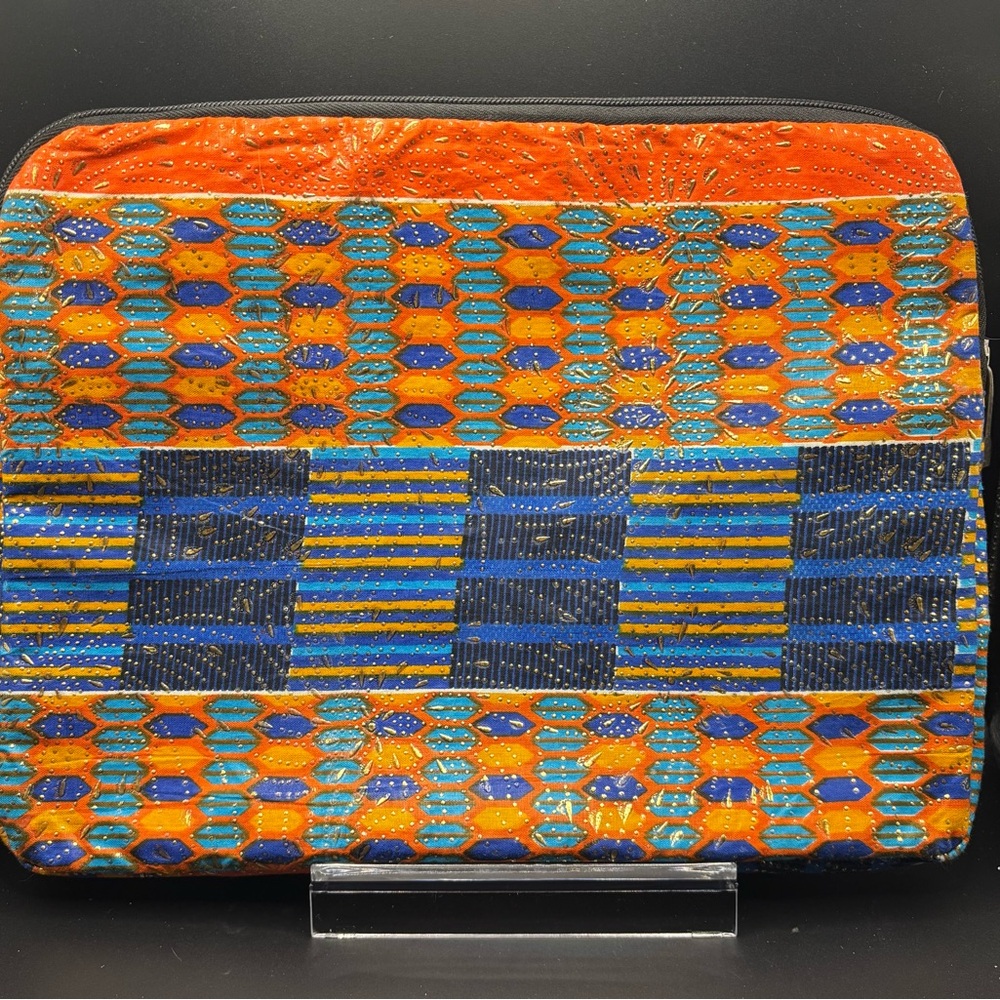 Vibrant Orange and Blue Patterned Laptop Bag